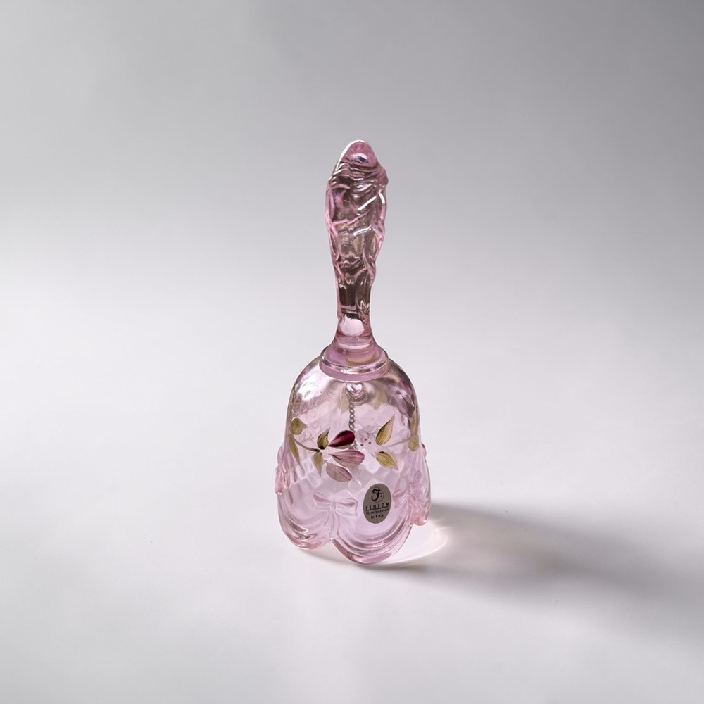 Set of Three Pink and Lavender Fenton Decorative Glass Bells - Picture 3 of 4